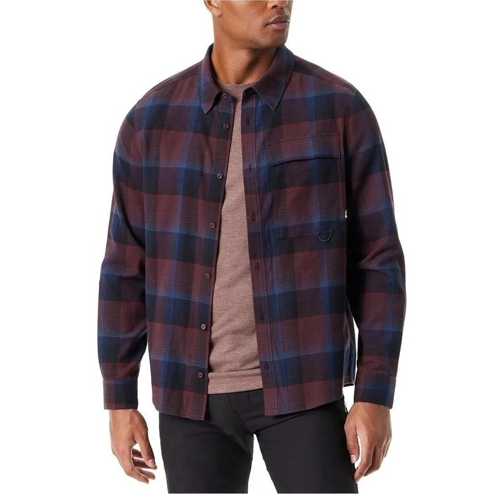 NWT Bass Outdoor Stretch Flannel Shirt Men's Medium Fudge Plaid Cotton